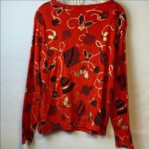 Christmas Holiday Shirt Top Red Black Gold 2